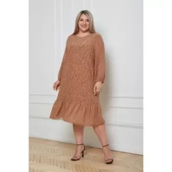 Платье женское, размер 58, цвет светло-коричневый