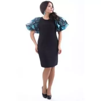 Платье женское, размер 60, цвет чёрный, бирюзовый