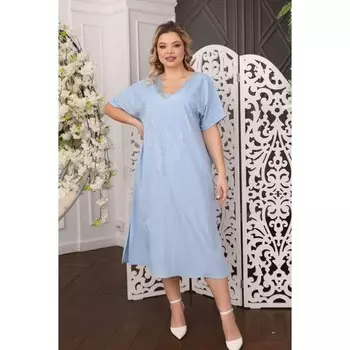 Платье женское, размер 60, цвет голубой