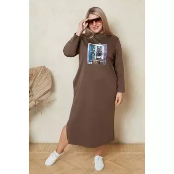 Платье женское, размер 60, цвет коричневый