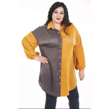 Платье женское, размер 60, цвет коричневый, жёлтый