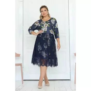 Платье женское, размер 60, цвет синий