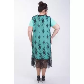 Платье женское, размер 60, цвет зелёный, чёрный