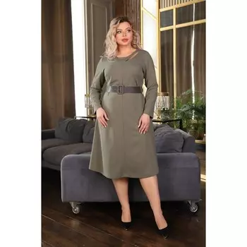 Платье женское, размер 62, цвет хаки