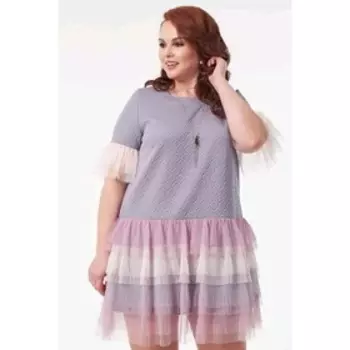 Платье женское, размер 62, цвет серый