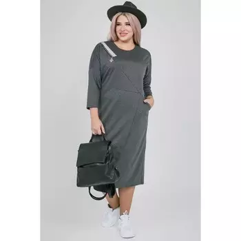 Платье женское, размер 62, цвет серый