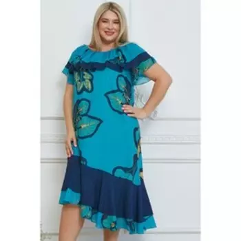 Платье женское, размер 64, цвет бирюзовый