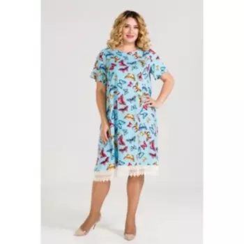 Платье женское, размер 64, цвет голубой