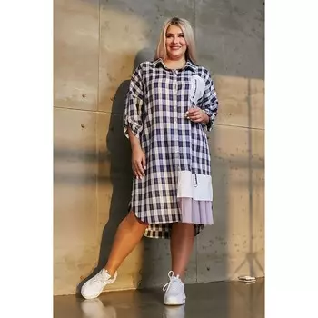 Платье рубашка женское Luxury Plus, размер 64, цвет синий