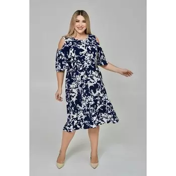 Платье женское, размер 64, цвет тёмно-синий