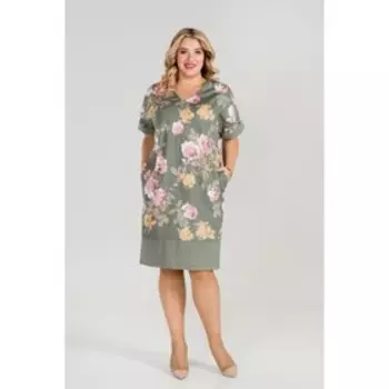 Платье женское, размер 64, цвет зелёный