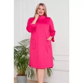 Платье женское, размер 66, цвет розовый