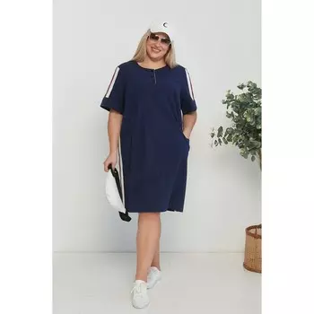 Платье женское, размер 66, цвет тёмно-синий