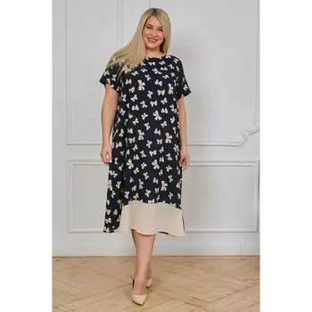 Платье женское, размер 68, цвет тёмно-синий