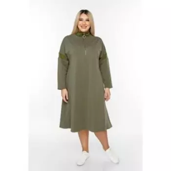 Платье женское, размер 70, цвет хаки