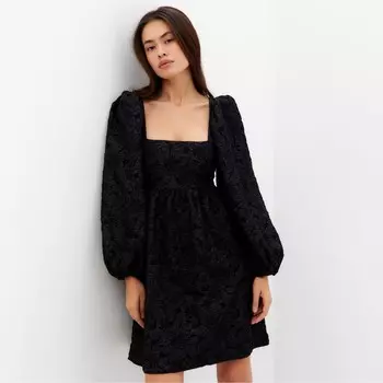 Платье с бантом мини женское MIST, размер M, чёрное