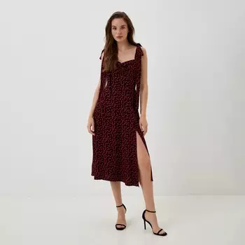 Платье с лентами миди женское MIST Flower, чёрное, размер 46