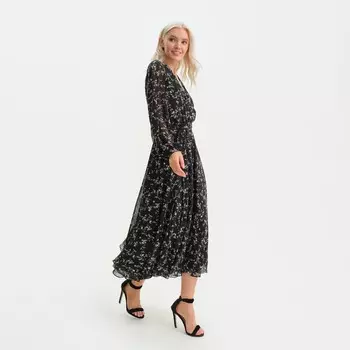 Платье с поясом миди женское MIST, размер 44, чёрное