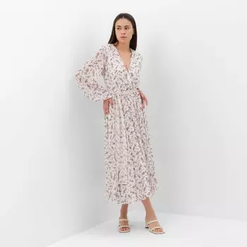 Платье с поясом миди женское MIST, размер 44, белое