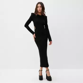 Платье с разрезами на талии миди женское MIST, размер 46, чёрное