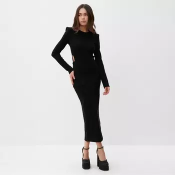 Платье с разрезами на талии миди женское MIST, размер 42, чёрное