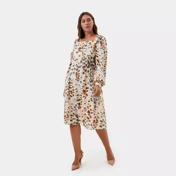 Платье женское с разрезом MIST plus-size, размер 56, цвет бежевый