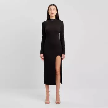 Платье с разрезом миди женское MIST, размер 44, чёрное