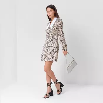 Платье женское с воротником MIST р. 48, бежевый