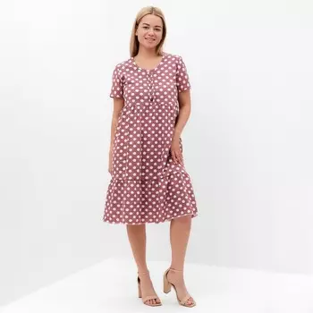 Платье женское в горох, цвет кофейный, размер 50