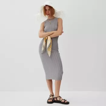 Платье вязаное женское MINAKU: Knitwear collection, серое, размер, 42