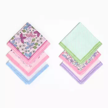 Платки носовые женские Этель "Лето" 30*30 см, (набор 12 шт), рис. МИКС,100% хл