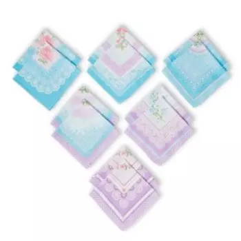 Платки носовые женские Этель "Нежность" 30*30 см, (набор 12 шт), рис. МИКС,100% хл