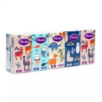 Платочки бумажные Plushe Classic, 2 слоя, 10 шт.