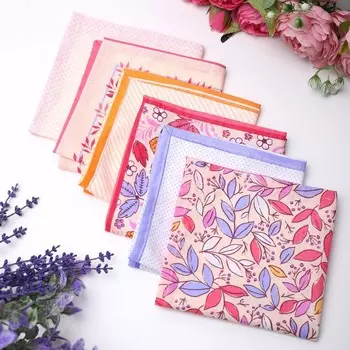 Платок носовой женский 28х28 см-6шт, рис 21283-3, МИКС, ситец 100г/м, хл100%