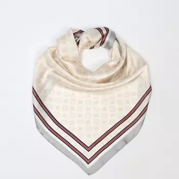 Платок текстильный, цвет молочный/серый, размер 70х70