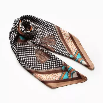 Платок женский MINAKU, размер 7070 см, чёрный, коричневый