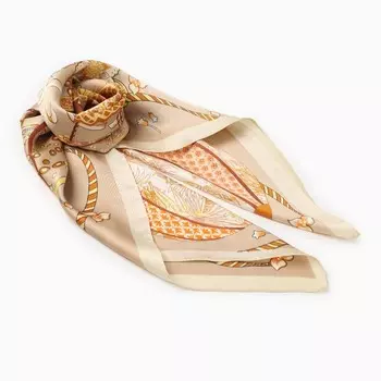 Платок женский MINAKU, размер 7070 см, оранжевый, бежевый
