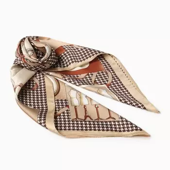 Платок женский MINAKU, размер 7070 см, коричневый, тёмно-бежевый