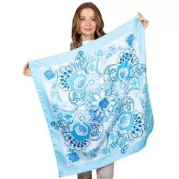 Платок женский, размер 90х90, цвет голубой