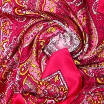 Платок женский, размер 90х90, цвет розовый