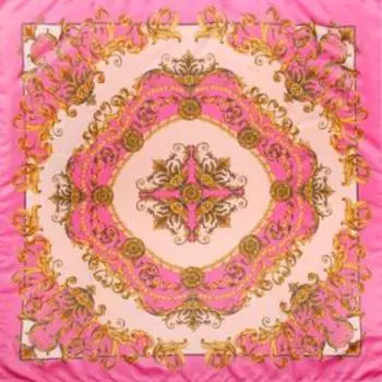 Платок женский, размер 90х90, цвет розовый
