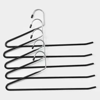 Плечики - вешалки для брюк и юбок антискользящие, одноуровневые, 14.535 см, 5 шт., чёрные