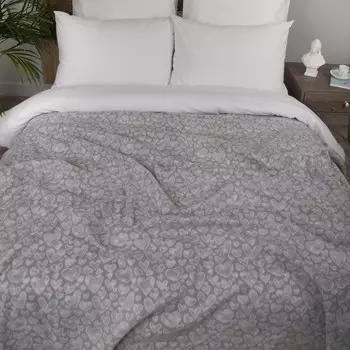 Плед флисовый «Акварельные сердечки», размер 150х200 см, цвет серый