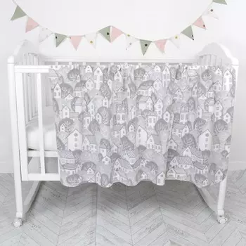 Плед флисовый «Домики», размер 100х140 см, цвет серый