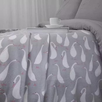 Плед флисовый «Гуси», размер 150х200 см, цвет серый