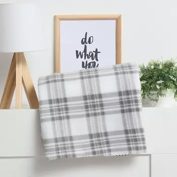 Плед флисовый «Экономь и Я. Клетка», чёрно-белый, 150130 см, флис 160 г/м