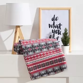 Плед флисовый новогодний «Экономь и Я. Снежинки», 150130 см, пл.160 г/м