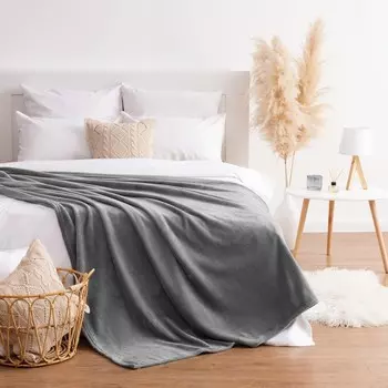 Плед «Этель», 180200 см, корал-флис, серый