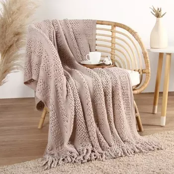 Плед Этель Beige knit 130*170 см, цв.бежевый, 100% акрил