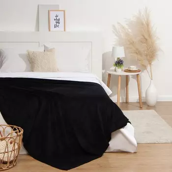 Плед «Этель», 200220 см, корал-флис, чёрный